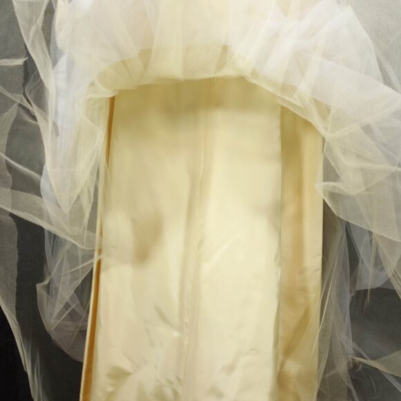 1950s Yellow Chiffon w/lace Sequin Bodice Tule Covered Skirt Cupcake Dress - Picture 4 of 11